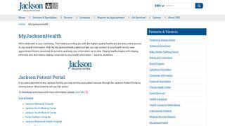 Accepts patients throughout the lifespan beginning at age 2. . My jackson health patient portal login